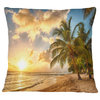 Gorgeous Beach of Island Barbados Modern Seascape Throw Pillow, 18"x18"