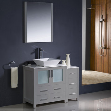 Fresca Torino 42" Gray Modern Bathroom Vanity w/ Side Cabinet & Vessel Sink