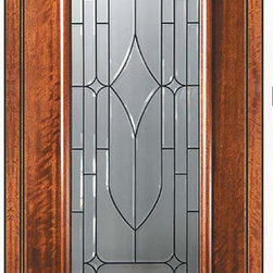 Prehung Single Door 96 Wood Mahogany Bourbon 1 Panel 3/4 Lite Glass - Front Doors