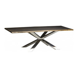 Nuevo Living Couture Dinning Table, Raw Oak Polished Stainless - Dining Tables