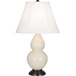 Robert Abbey - Robert Abbey 1775 Small Double Gourd - One Light Table Lamp - Shade Included: TRUE  Cord Color: SilverSmall Double Gourd One Light Table Lamp Bone Glazed Ivory Silk Stretched Fabric Shade *UL Approved: YES *Energy Star Qualified: n/a  *ADA Certified: n/a  *Number of Lights: Lamp: 1-*Wattage:150w E26 Medium Base bulb(s) *Bulb Included:No *Bulb Type:E26 Medium Base *Finish Type:Bone Glazed