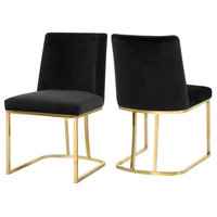Heidi Velvet Dining Chairs, Set of 2, Black
