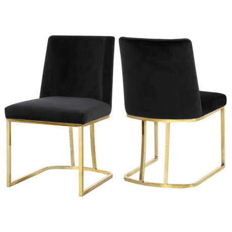 Heidi Velvet Dining Chairs, Set of 2, Black