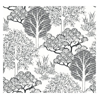 York Primitive Vines Black/White Wallpaper