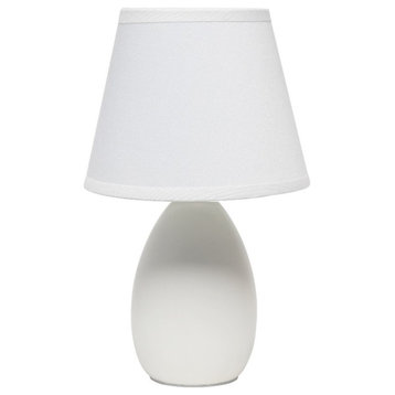 Creekwood Home Nauru 9.45" Petite Ceramic Oblong Bedside Table Lamp Off White