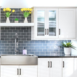 DARK GLASS Subway Kitchen Backsplash Tile - Wall And Floor Tile
