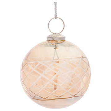 Etched Glass Ball Ornament, Set of 6