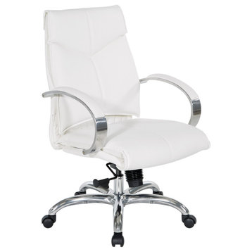 Deluxe Dillon Snow Executive Chair With Aluminum Base and Padded Arms, Mid Back