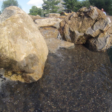 Natural Stone Waterfall in Swimming Pool