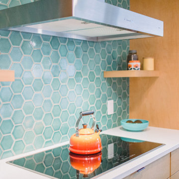 Coastal Blue Hexagon Tile Backsplash