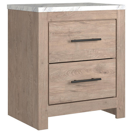 Senniberg Light Brown/White 2-Drawer Night Stand