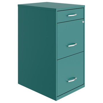 Space Solutions 18in Deep 3 Drawer Metal Organizer File Cabinet Teal/Turquoise