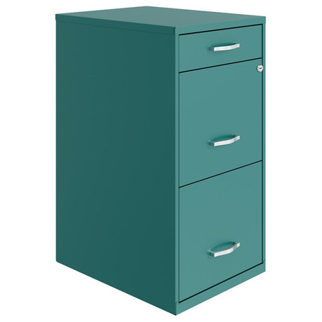 Space Solutions 18in Deep 3 Drawer Metal Organizer File Cabinet Teal/Turquoise