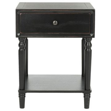 Thomas Accent Table With Storage Drawer, Black
