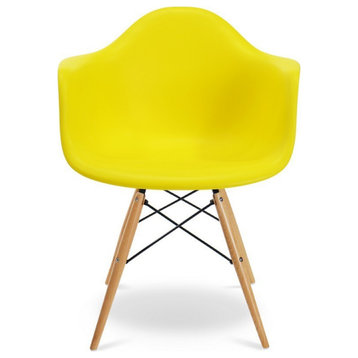 Bucket Kids Chair With Wood, Yellow