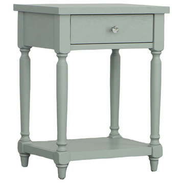 Theo Side Table With Electrical Outlet and USB Ports, Slate Gray