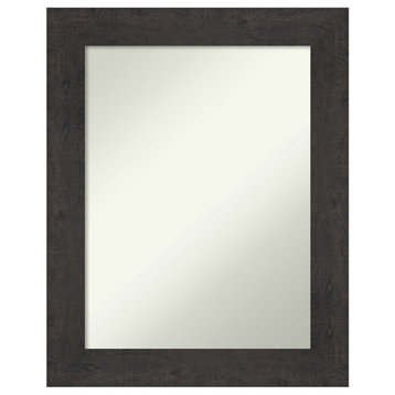 Rustic Plank Espresso Non-Beveled Bathroom Wall Mirror - 23.5 x 29.5 in.