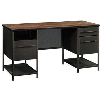 Home Square 2 Piece Furniture Set with Executive Desk and 3-Drawer Metal Chest
