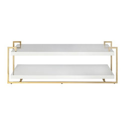 Worlds Away Mia Two Tier Coffee Table With Brass Frame - Coffee Tables