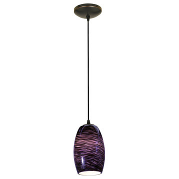 Chianti Glass 1-Light Cord Pendant, Bronze/Swirl, 5.25"x7.25", Incandescent