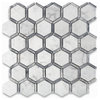 2" Hexagon Carrara White Marble w/ Bardiglio Gray Strip Tile Polished, 1 sheet