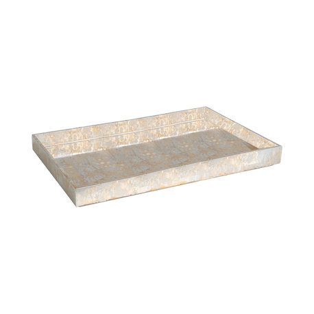 Champagne Silver Leaf Rectangle Tray, Large