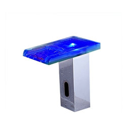 Water Powered LED Motion Sensor Waterfall Automatic Faucet - Bathroom Sink Faucets