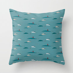 Lobtering In The Harbor Accent Throw Pillow - Decorative Pillows