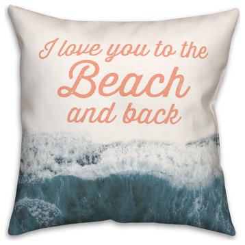 To the Beach and Back Coral 18x18 Pillow