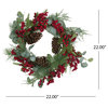 Torelli 22" Eucalyptus Artificial Wreath With Berries and Pinecones