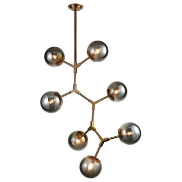-Modern/Contemporary Style-Glass and Metal Seven Light Chandelier-47 Inches