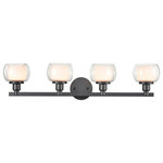 Innovations Lighting - Innovations Lighting 330-4W-7-31 Cairo Vanity Cairo 4 Light 31"W - Black / - Quite the contemporary lighting addition to the home, the Cairo is as elegant as it is simple. With a clear outer glass shade and a smaller matte opal inner glass, this small sconce can&#39;t help but give off a dreamy, candle-like glow. Features: Compatible with LED and Halogen bulbs Constructed from brass, glass, and steel Comes with the option of clear or frosted glass shades Capable of being dimmed Rated for installation in damp locations Covered by Innovations Lighting&#39;s 2 year finish and lifetime electrical manufacturer warranties Dimensions: Height: 7-1/8" Width: 30-3/4" Extension: 6-3/4" Product Weight: 4.55 lbs Shade Height: 3-1/2" Shade Width: 5-3/8" Shade Depth: 5-3/8" Backplate Width: 4-11/16" Backplate Depth: 1" Electrical Specifications: Max Wattage: 240 watts Number of Bulbs: 4 Watts Per Bulb: 60 watts Bulb Base: G9 Voltage: 120 volts Bulbs Included: No