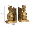 Benzara BM285570 10" Bookends, Pineapple Decorative Statuette, Gold Resin
