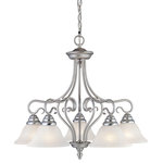 Livex Lighting - Coronado Chandelier, Brushed Nickel - Classic brushed nickel five light chandelier paired with white alabaster glass. Timeless in its vintage appeal, this light is stylish for both new and restored homes.