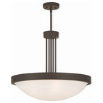 Livex Lighting - Livex Lighting 73965-07 New Brighton - Five Light Pendant - No. of Rods: 3  Canopy IncludedNew Brighton Five Li Bronze White Alabast *UL Approved: YES Energy Star Qualified: n/a ADA Certified: n/a  *Number of Lights: Lamp: 5-*Wattage:100w Medium Base bulb(s) *Bulb Included:No *Bulb Type:Medium Base *Finish Type:Bronze