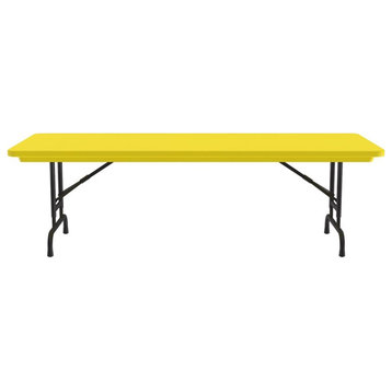 Correll 22-32 Adjustable Height H-D Plastic Blow-Molded Folding Table Yellow