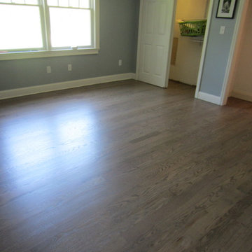 NISSEQUOGUE: 2 1/4" RED OAK W/ CUSTOM GREY BLEND STAIN + BONA TRAFFIC HD SATIN