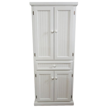 Extra Wide Coastal Kitchen Pantry Cabinet, Soft White