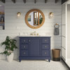 Bella 42" Bathroom Vanity, Royal Blue, Carrara Marble