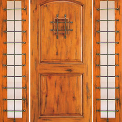 Door with Two Sidelites Entry Prehung Knotty Alder,, Speakeasy - Front Doors