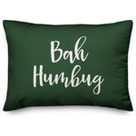 Designs Direct Creative Group - Bah Humbug, Dark Green 14x20 Lumbar Pillow - Decorate for Christmas with this holiday-themed pillow. Digitally printed on demand, this  design displays vibrant colors. The result is a beautiful accent piece that will make you the envy of the neighborhood this winter season.