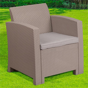 Flash Furniture Wicker / Rattan Patio Chair in Light Gray