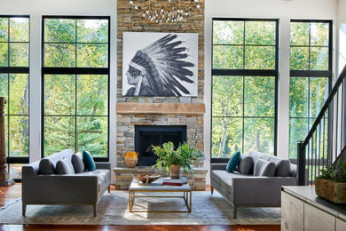 This is an example of a contemporary living room in Denver.