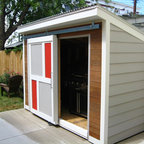 small storage shed with sliding door - contemporary
