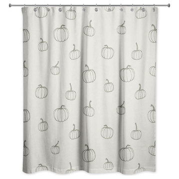 Gray Mini Pumpkin Pattern 71x74 Shower Curtain