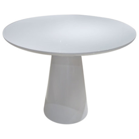 White Lacquer Top Dining Table With White Powder Coating Base