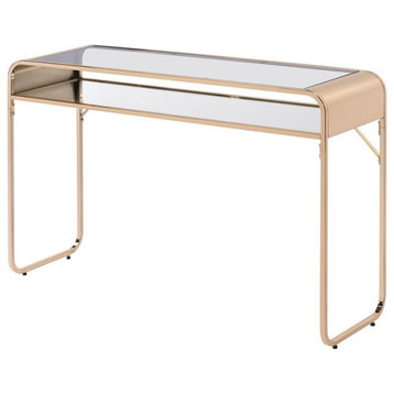 Furniture of America Mexller Contemporary Glass Top Console Table in Gold