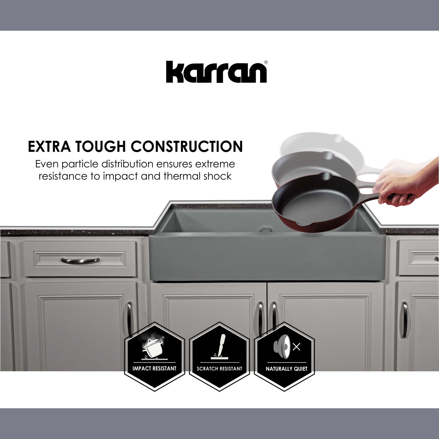 Karran Drop-In Quartz 33" 1-Hole Single Bowl Kitchen Sink, Grey
