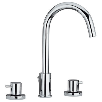 Luxe Widespread Lavatory Faucet With Tall Gooseneck Swivel Spout