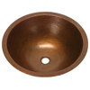 17" Large Round Copper Bathroom Sink by SoLuna, Cafe Natural, Flat Rim